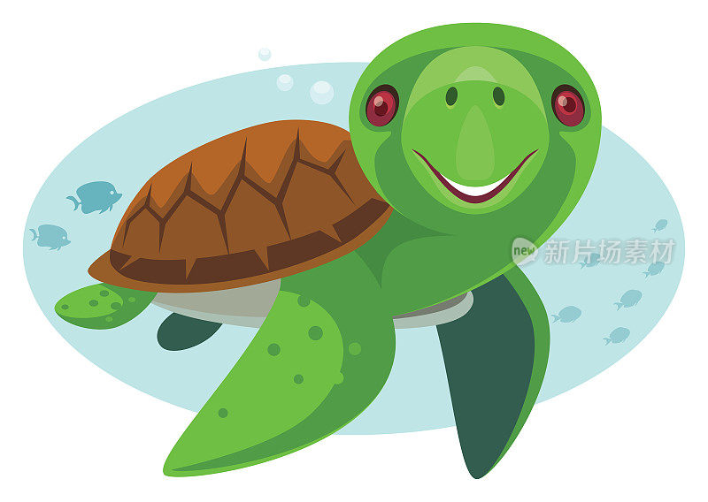 happy sea turtle character